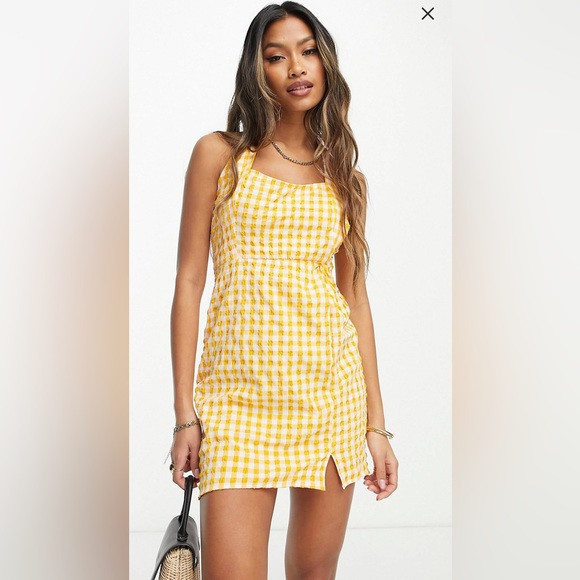 ASOS Dresses & Skirts - NWT Asos design halter knot mini sundress in orange gingham